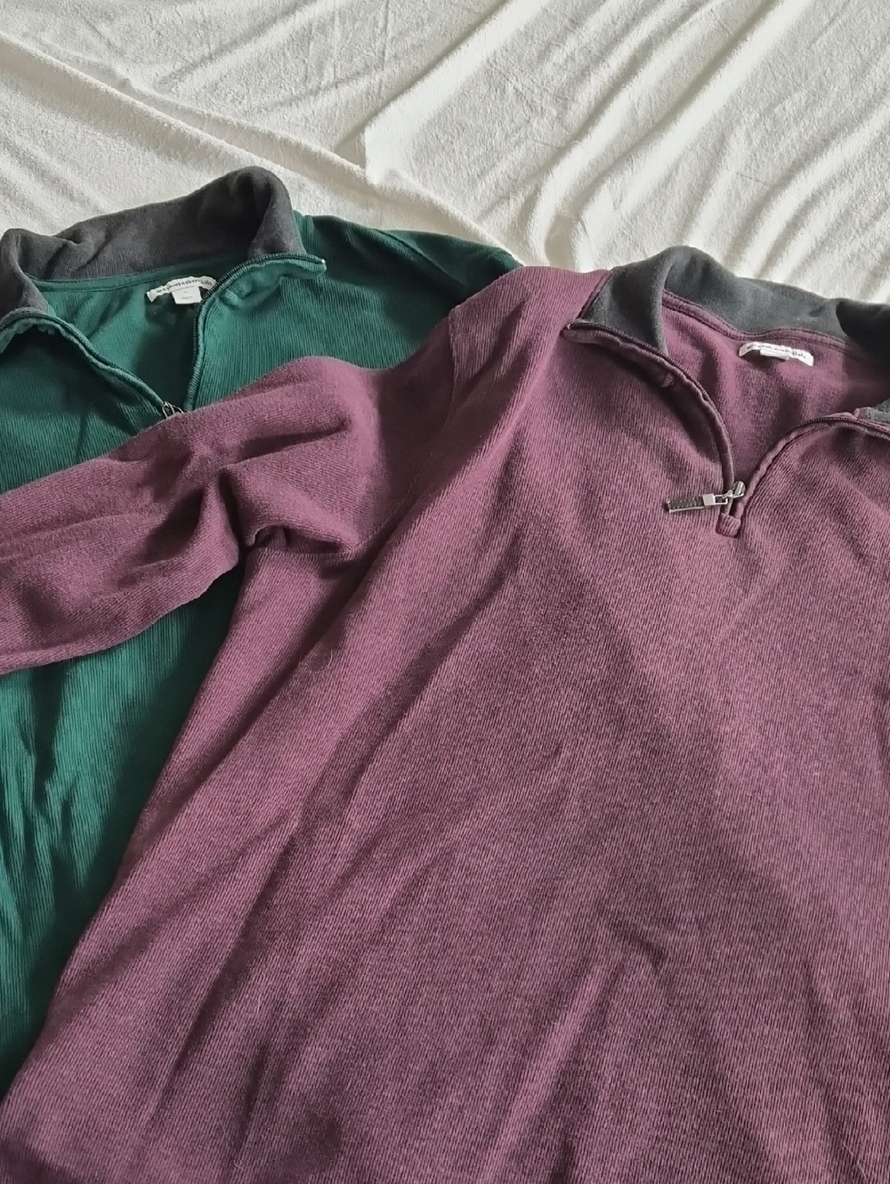 Amazon Essentials Green Knit Quarter-Zip with Dark Collar